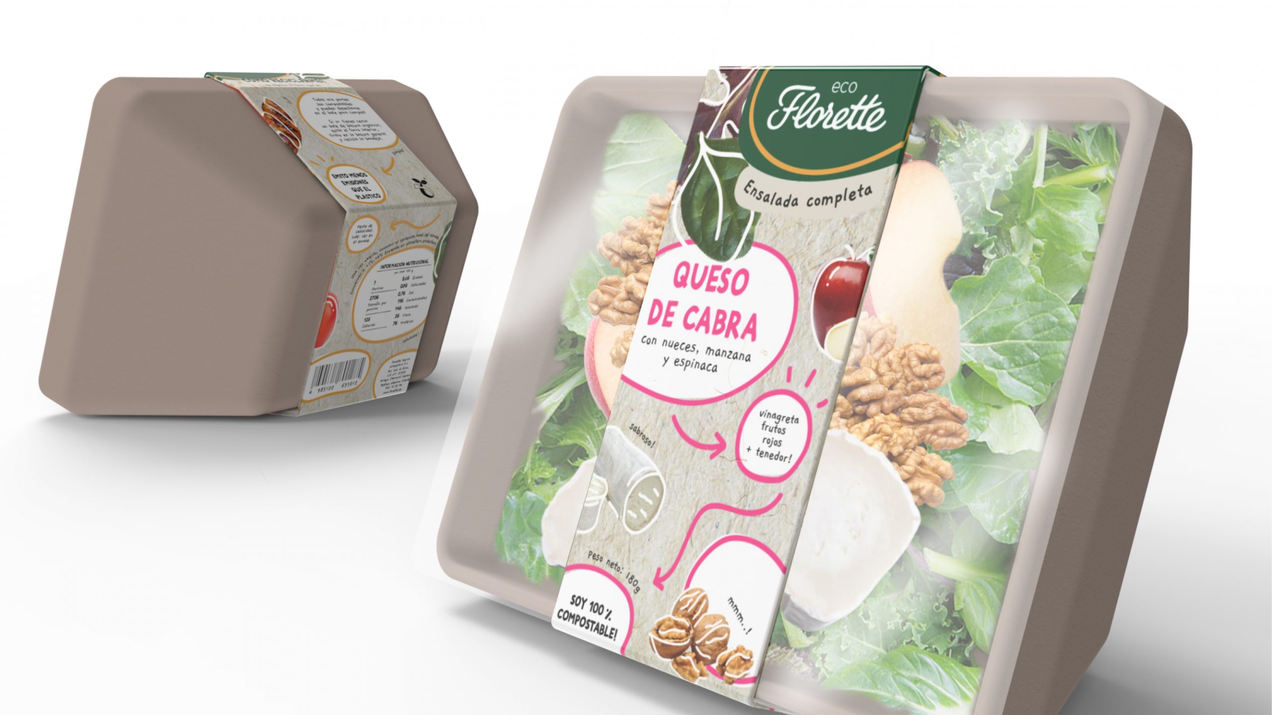 Close up of the packaging for the goat cheese variety for Florette new design
