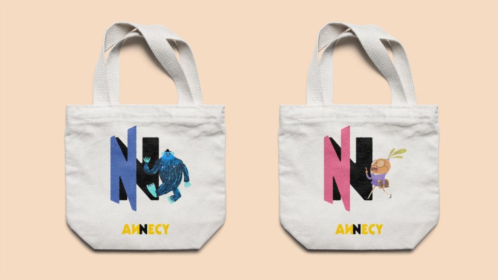 Tote bags with new branding of the online animation festival ANNECY